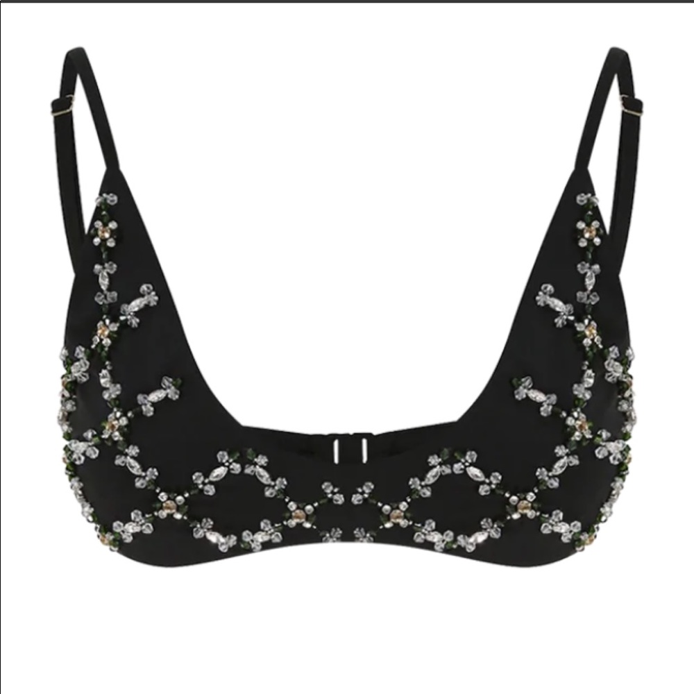Oceanus Black Italian Bikini with
Hand embroidered Swarovski crystals